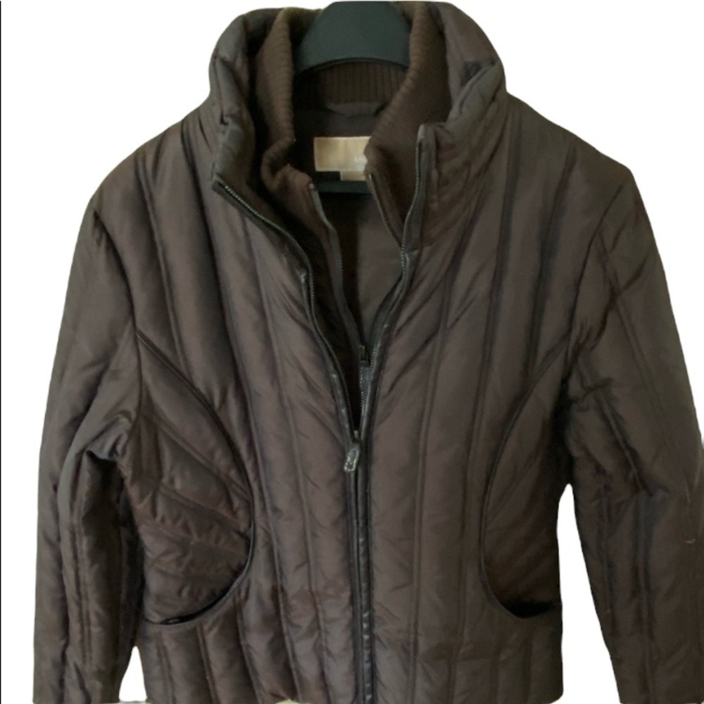 Michael Kors winter jacket brown with leather trim